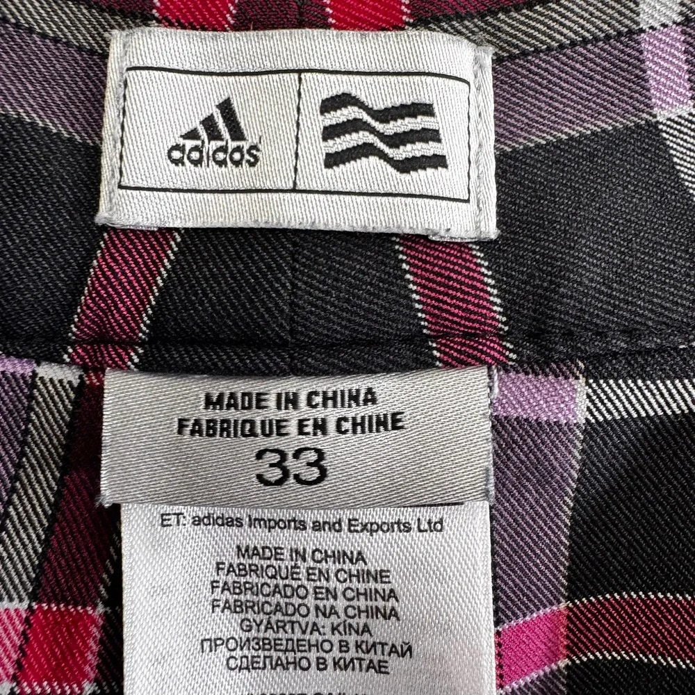 Adidas Mens Plaid‎ Golf Shorts Black Pink Purple Check Size 33